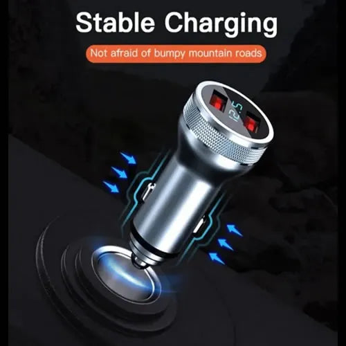 Turbo Cargador Carro Carga Rápida Doble USB Aluminio - Audio Descuentos