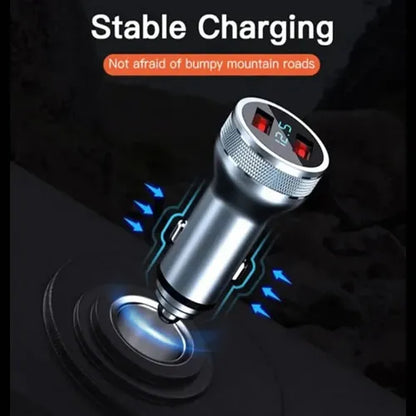 Turbo Cargador Carro Carga Rápida Doble USB Aluminio - Audio Descuentos