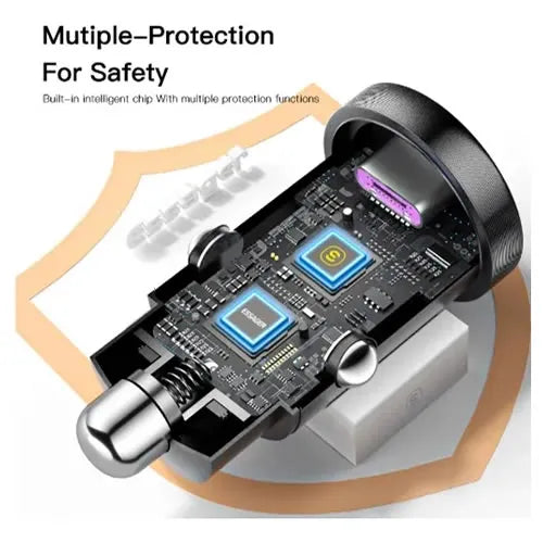 Turbo Cargador Carro USB Carga Rápida 45w PD3.0/QC4.0 - Audio Descuentos