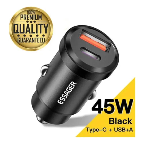 Turbo Cargador Carro USB Carga Rápida 45w PD3.0/QC4.0 - Audio Descuentos
