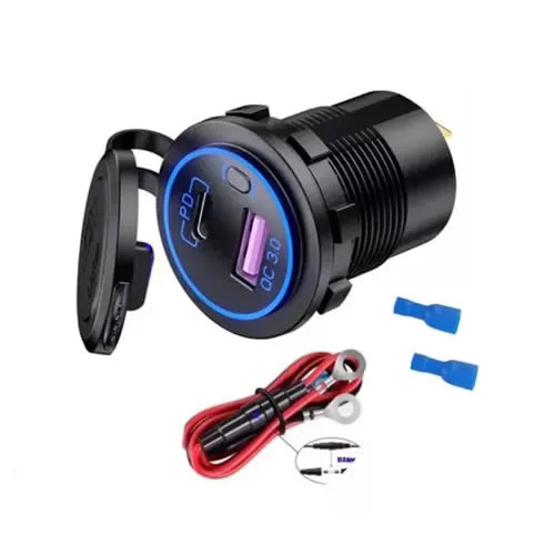 Cargador Carro / Moto Carga Rápida Celular Tipo C Y USB - Audio Descuentos