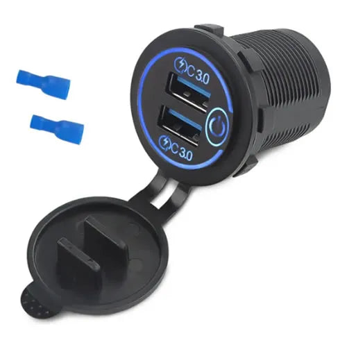 Cargador Carro / Moto Carga Rápida Celular Qc3.0 Doble USB - Audio Descuentos