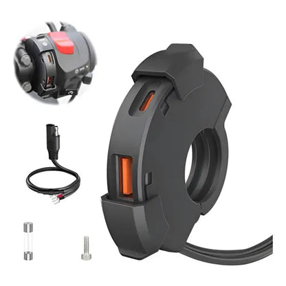 Turbo Cargador Manubrio Moto Tipo C Carga Rápida QC3.0 - Audio Descuentos